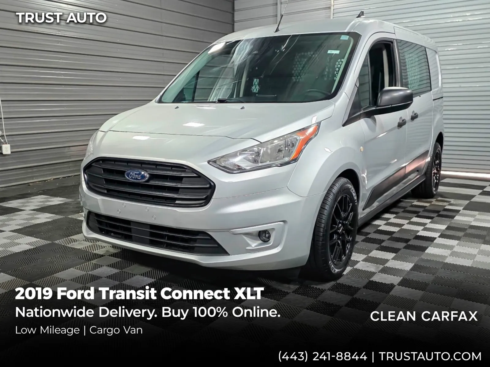 Silver 2019 Ford Transit Connect XLT 121''LWB Minivan/Van w/Rear Liftgate for sale in Sykesville, MD