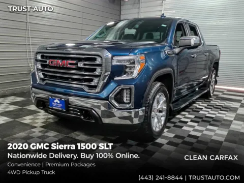 Blue 2020 GMC Sierra 1500 SLT 4WD Crew Cab Pickup Truck w/Premium Pkg for sale in Sykesville, MD