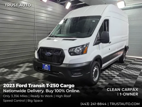 White 2023 Ford Transit T-250 Cargo 148'' High Roof Minivan/Van for sale in Sykesville, MD