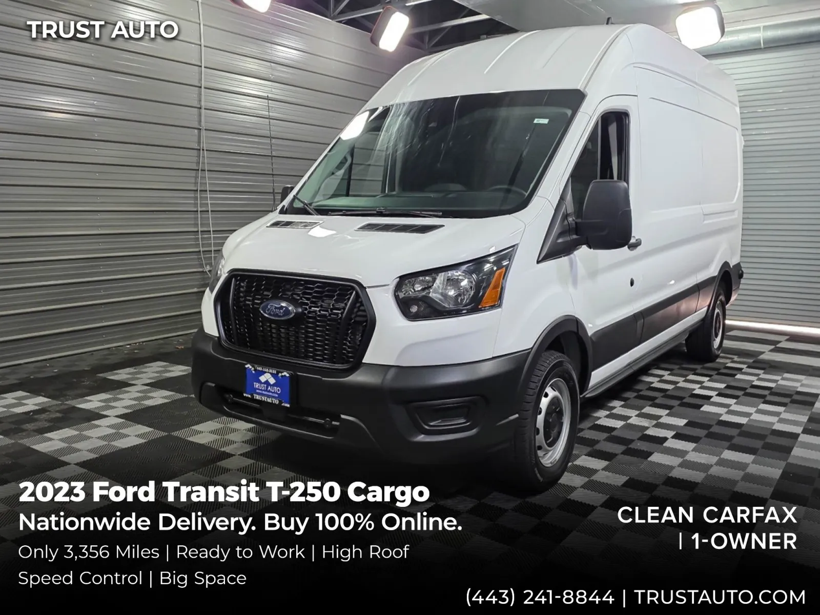 White 2023 Ford Transit T-250 Cargo 148'' High Roof Minivan/Van for sale in Sykesville, MD