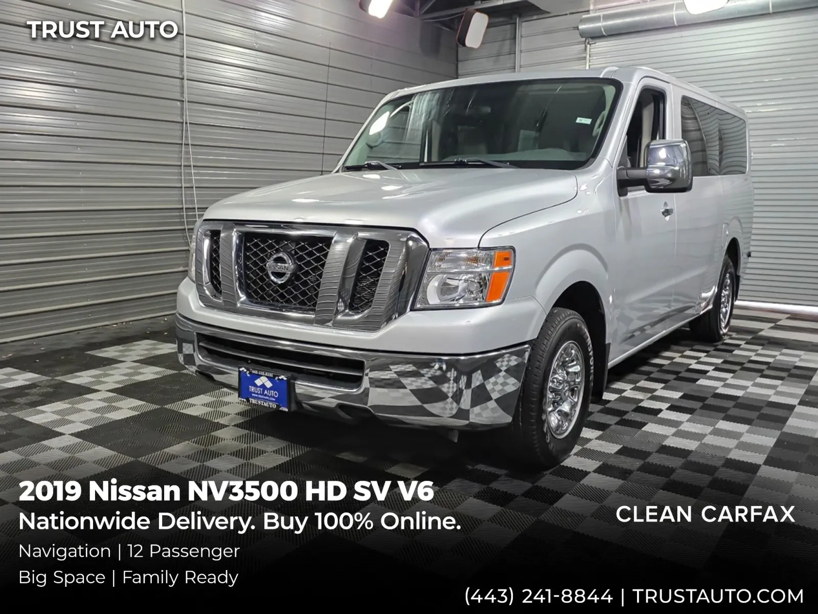 Silver 2019 Nissan NV3500 HD SV V6 12-Passenger Minivan/Van for sale in Sykesville, MD