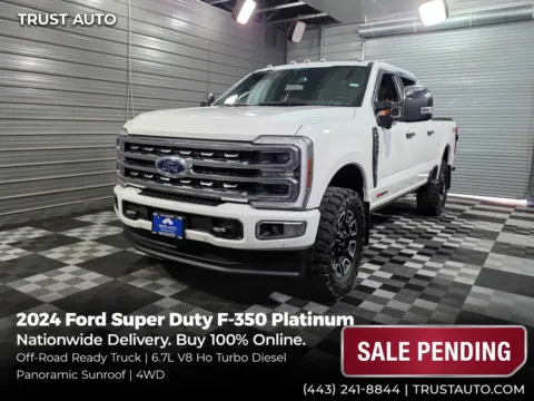 White 2024 Ford Super Duty F-350 SRW Platinum 4WD Crew Cab Power Stroke HO Turbo Diesel Pickup Truck for sale in Sykesville, MD