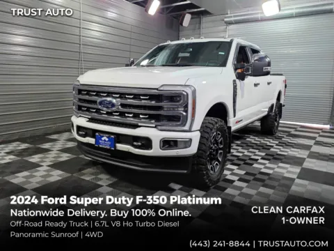 White 2024 Ford Super Duty F-350 SRW Platinum 4WD Crew Cab Power Stroke HO Turbo Diesel Pickup Truck for sale in Sykesville, MD