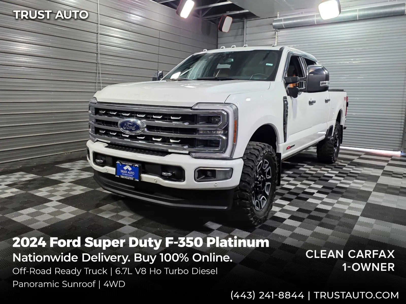 White 2024 Ford Super Duty F-350 SRW Platinum 4WD Crew Cab Power Stroke HO Turbo Diesel Pickup Truck for sale in Sykesville, MD