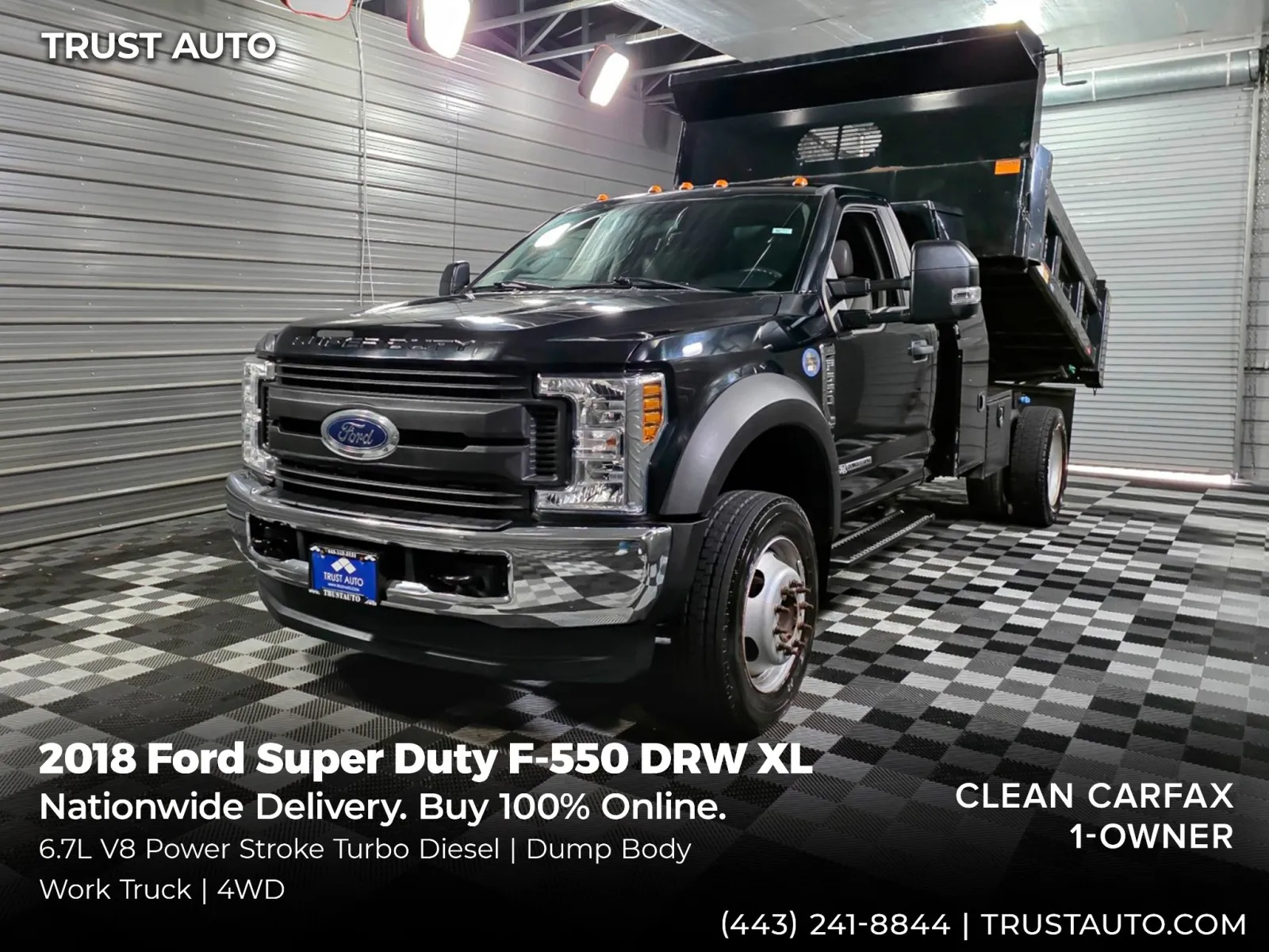Black 2018 Ford F-550 Super Duty Chassis XL 169WB Regular Cab Dually 9FT Dump Bed DRW 4WD for sale in Sykesville, MD
