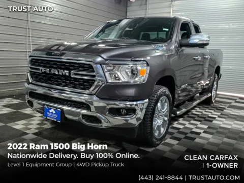 Gray 2022 Ram 1500 Big Horn 4WD Quad Cab Pickup Truck for sale in Sykesville, MD
