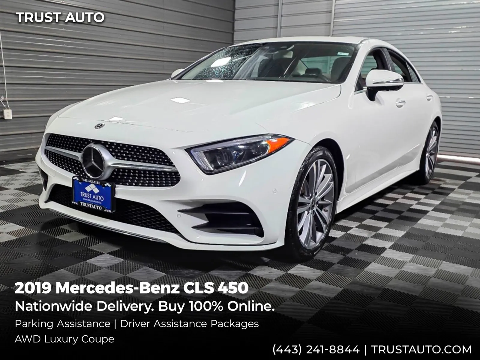 White 2019 Mercedes-Benz CLS 450 4MATIC AWD Luxury Coupe w/Driver Assistance Pkg for sale in Sykesville, MD