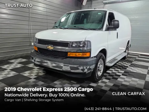 White 2019 Chevrolet Express 2500 Cargo 135''WB Low Roof Minivan/Van w/Shelving Storage System for sale in Sykesville, MD
