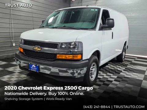White 2020 Chevrolet Express 2500 Cargo 135'' WB Low Roof Minivan/Van w/Shelving Storage System for sale in Sykesville, MD