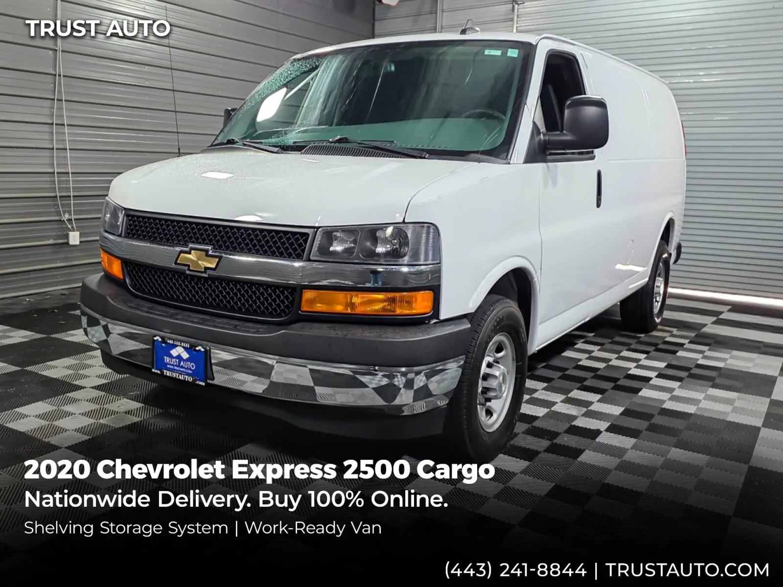 White 2020 Chevrolet Express 2500 Cargo 135'' WB Low Roof Minivan/Van w/Shelving Storage System for sale in Sykesville, MD