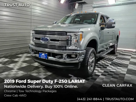 Silver 2019 Ford Super Duty F-250 LARIAT 4WD Crew Cab 6.2 EFI V8 Pickup Truck w/Tow Technology Pkg for sale in Sykesville, MD