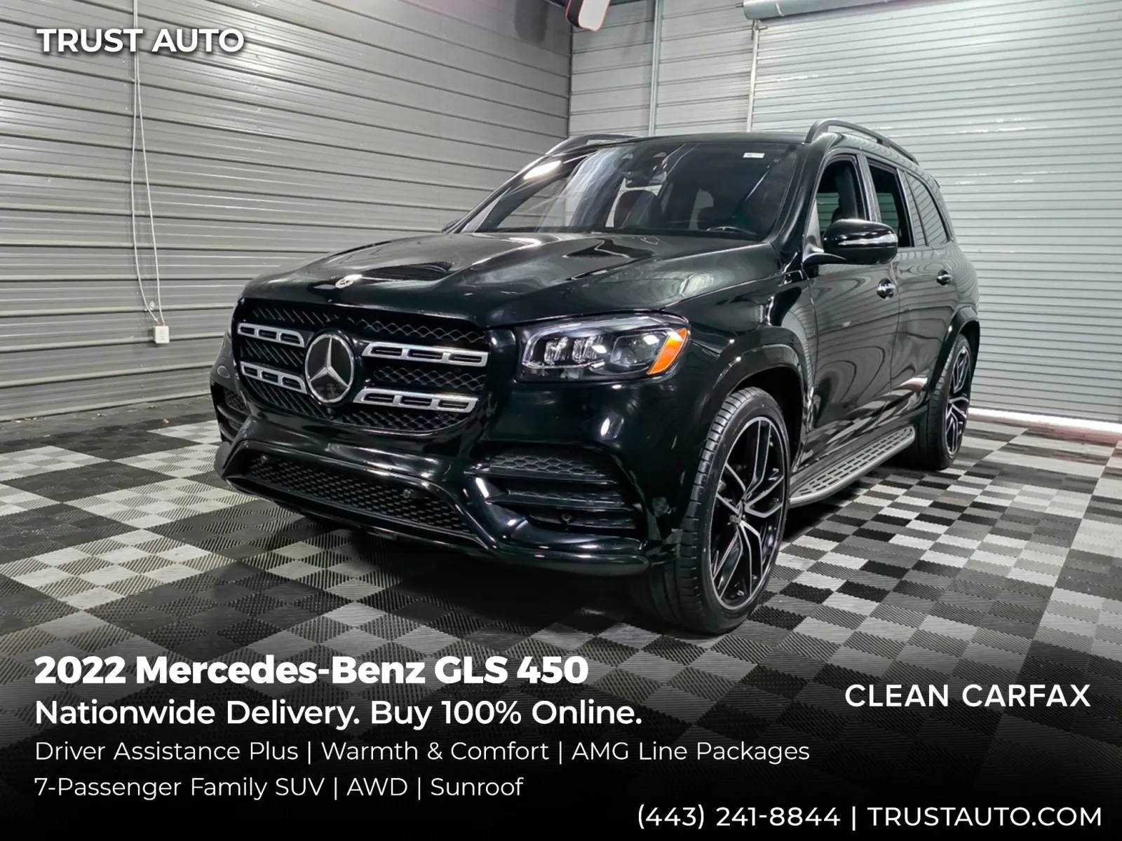 Black 2022 Mercedes-Benz GLS 450 AWD 7-Passenger Luxury SUV w/Driver Assistance Plus/AMG Line Pkgs for sale in Sykesville, MD