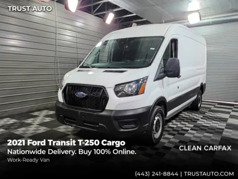 White 2021 Ford Transit T-250 Cargo 148''WB Medium Roof Minivan/Van for sale in Sykesville, MD