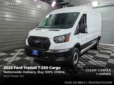 White 2023 Ford Transit T-250 Cargo 148''WB Medium Roof Minivan/Van for sale in Sykesville, MD