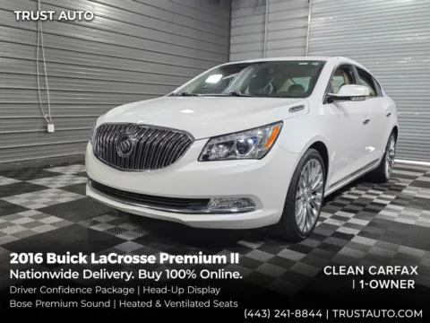 White 2016 Buick LaCrosse Premium II Sedan w/Driver Confidence Pkg for sale in Sykesville, MD
