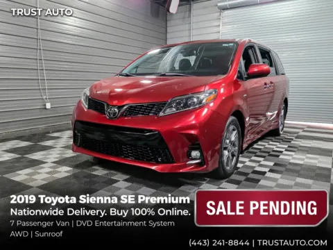 Red 2019 Toyota Sienna SE Premium AWD 7-Passenger Minivan/Van w/Rear Entertainment Syst for sale in Sykesville, MD
