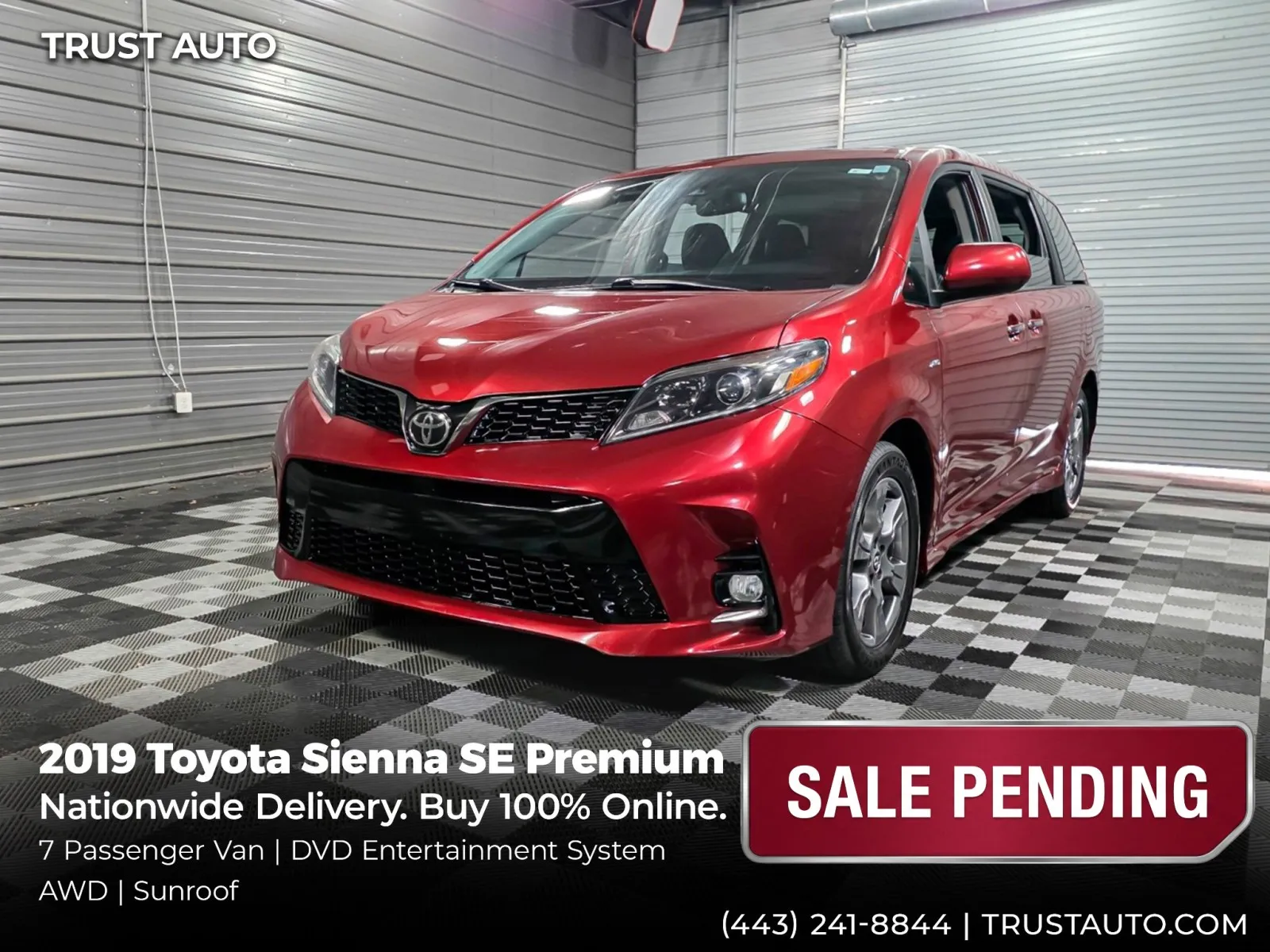 2019 Toyota Sienna SE Premium AWD 7-Passenger Minivan/Van w/Rear Entertainment Syst