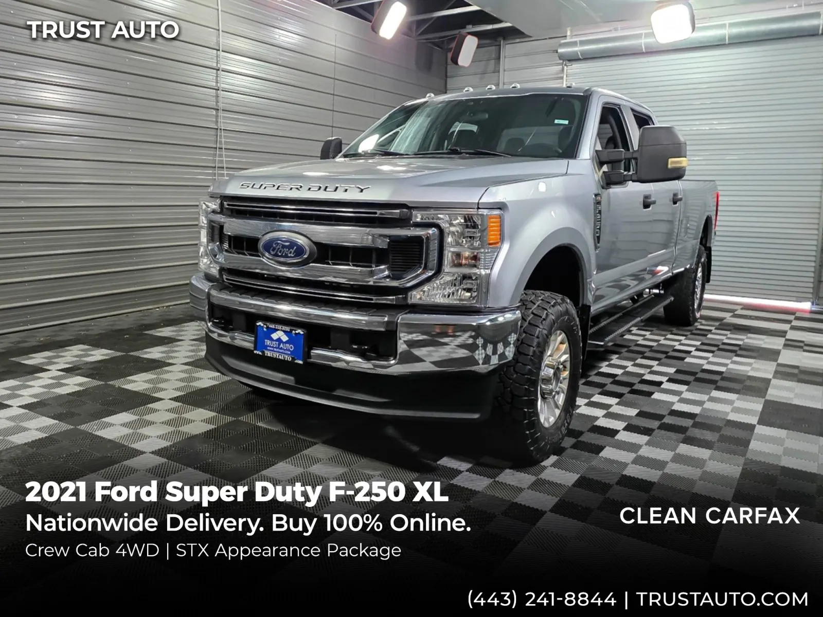 Silver 2021 Ford Super Duty F-250 SRW XL 4WD Crew Cab Long Bed 7.3L V8 Godzilla Pickup Truck w/Appearance Pkg for sale in Sykesville, MD