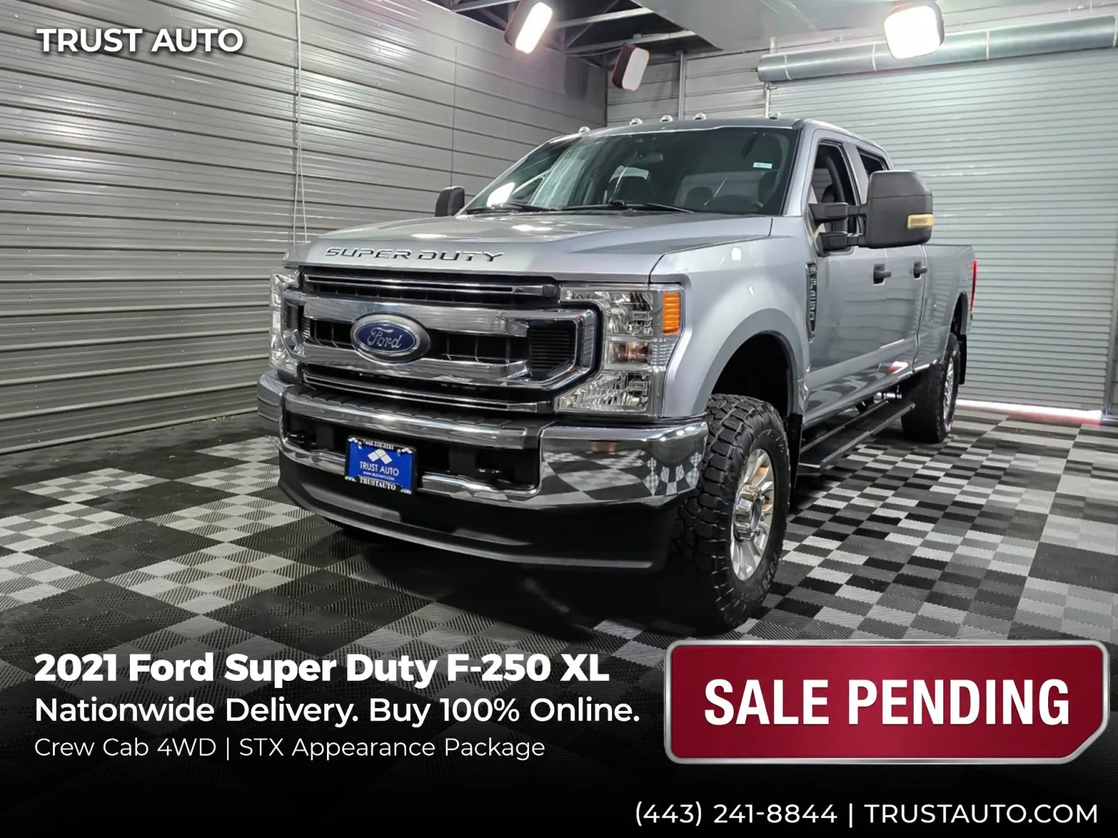 Silver 2021 Ford Super Duty F-250 SRW XL 4WD Crew Cab Long Bed 7.3L V8 Godzilla Pickup Truck w/Appeara for sale in Sykesville, MD