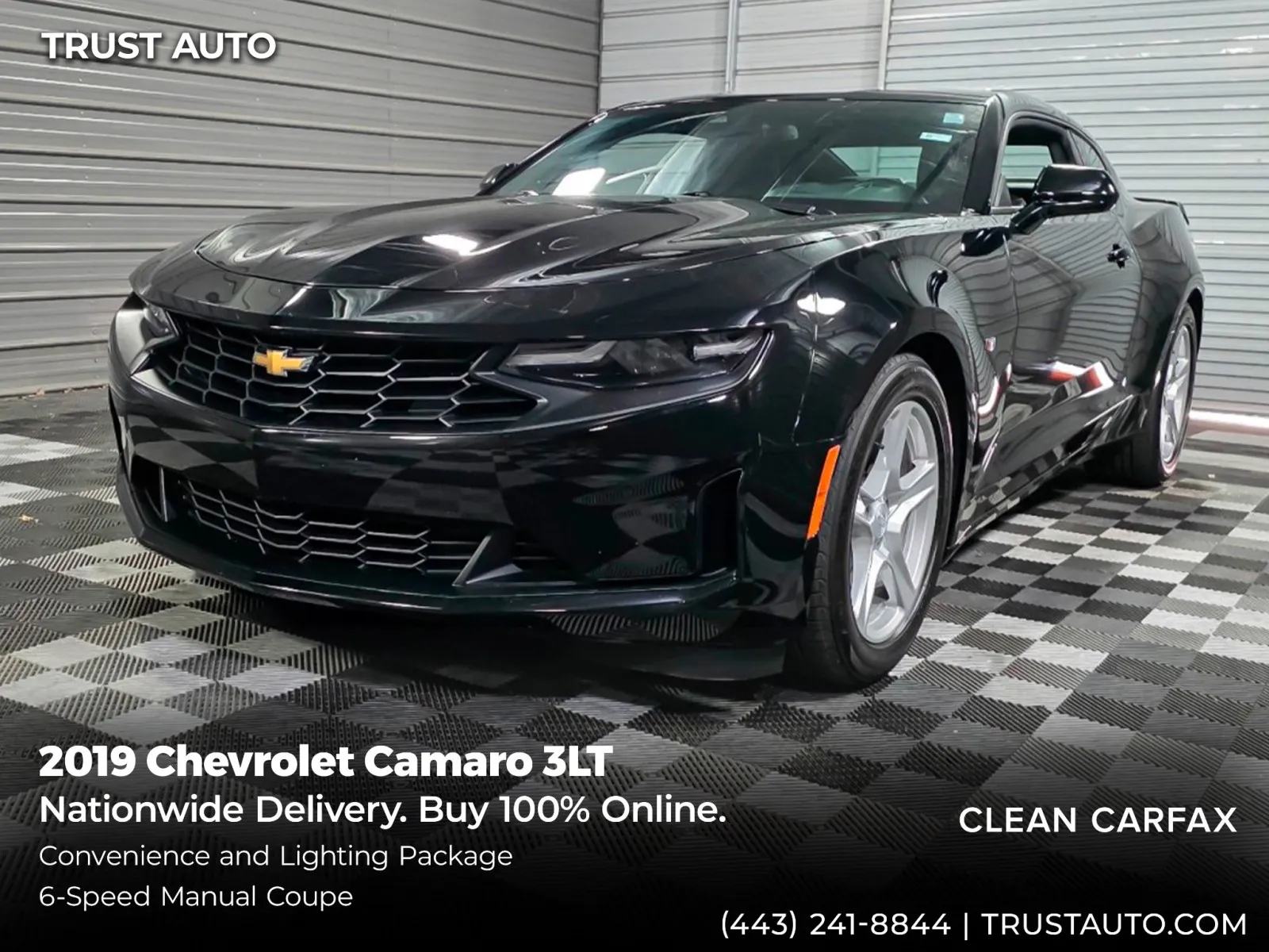 Black 2019 Chevrolet Camaro 3LT 6-Speed Manual Coupe w/Convenience Pkg for sale in Sykesville, MD