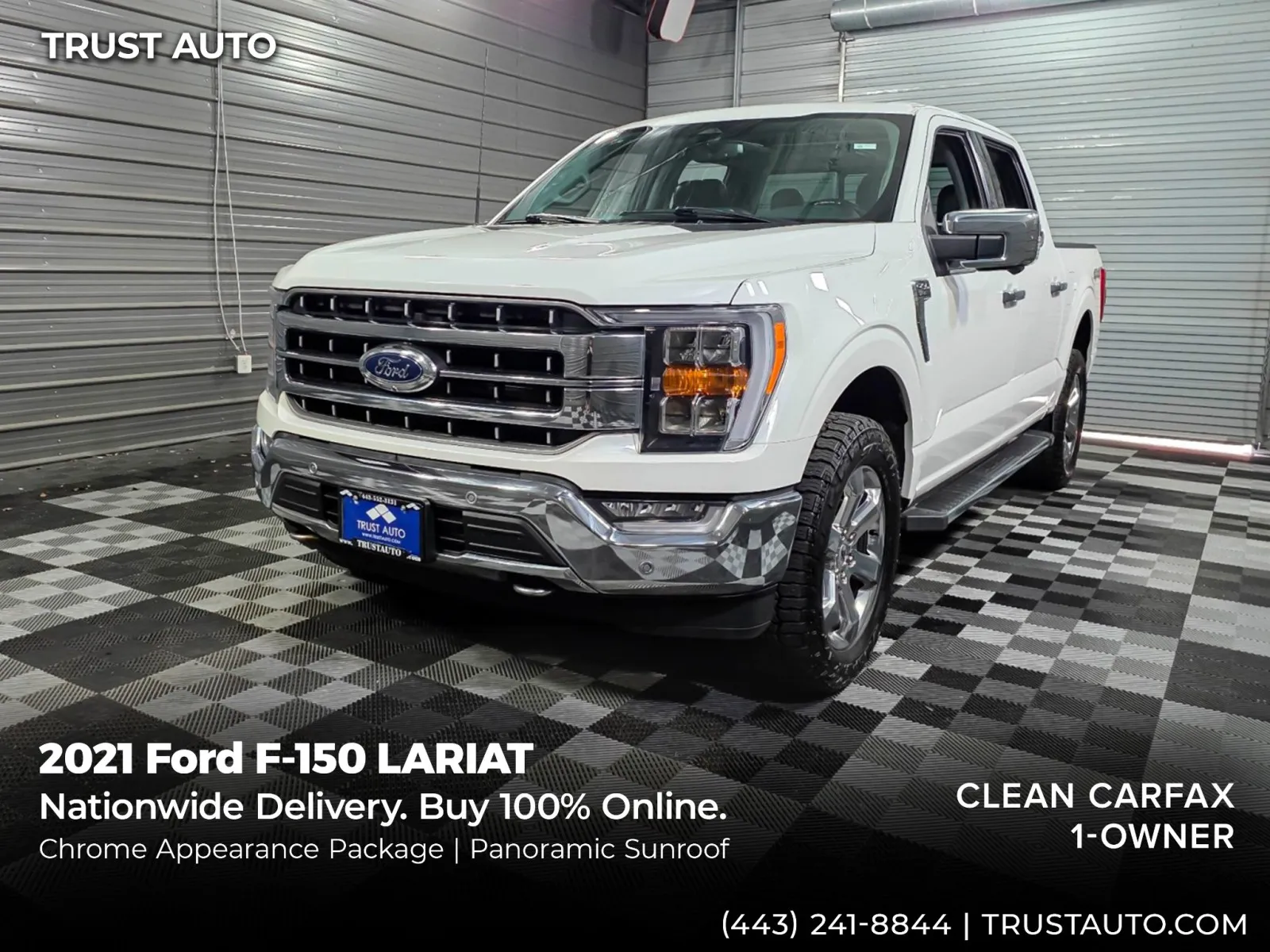 White 2021 Ford F-150 LARIAT 4WD SuperCrew 5.0L V8 Pickup Truck w/Chrome Appearance Pkg for sale in Sykesville, MD