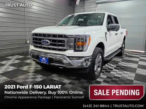 White 2021 Ford F-150 LARIAT 4WD SuperCrew 5.0L V8 Pickup Truck w/Chrome Appearance Pk for sale in Sykesville, MD