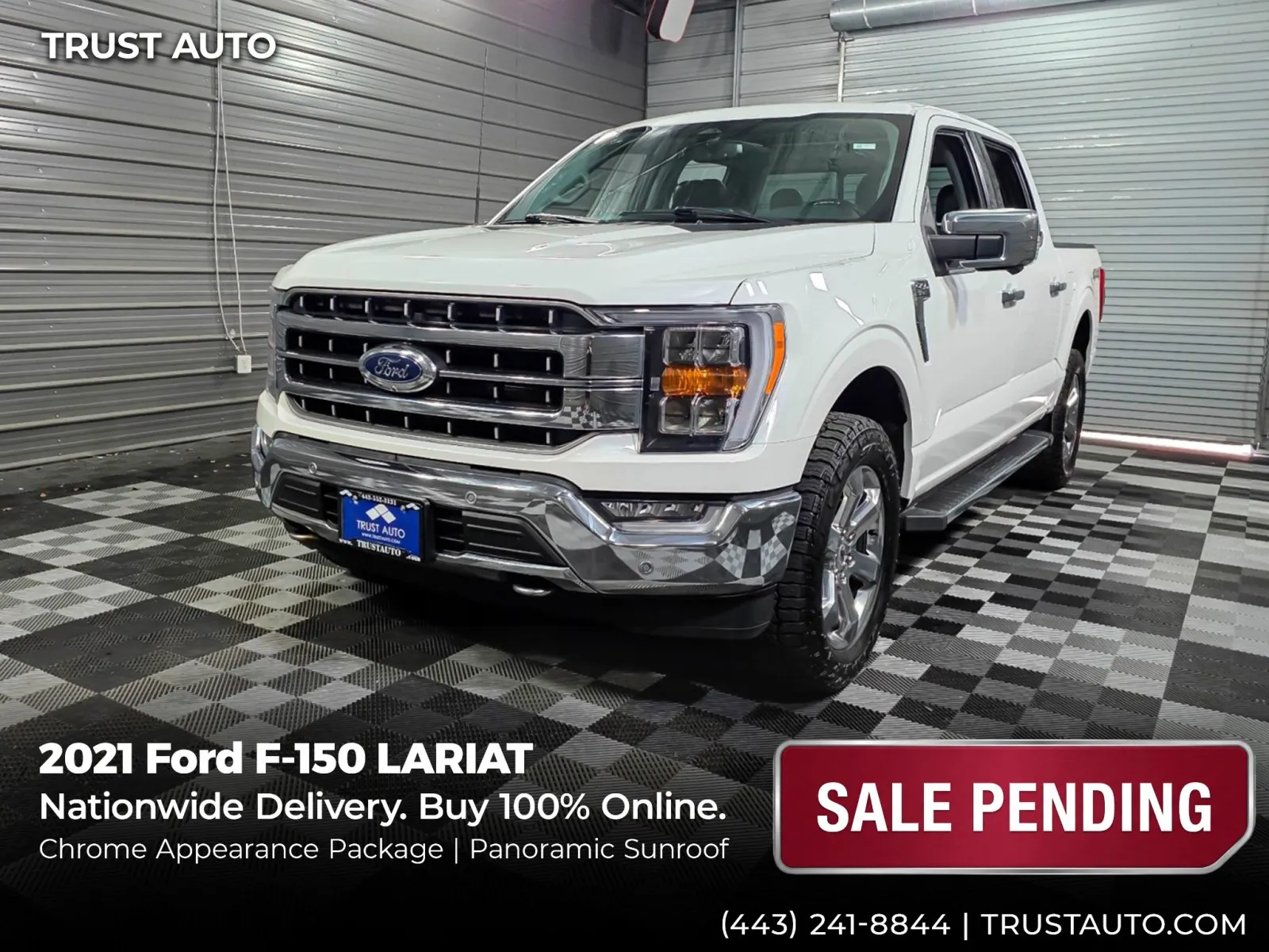 White 2021 Ford F-150 LARIAT 4WD SuperCrew 5.0L V8 Pickup Truck w/Chrome Appearance Pk for sale in Sykesville, MD