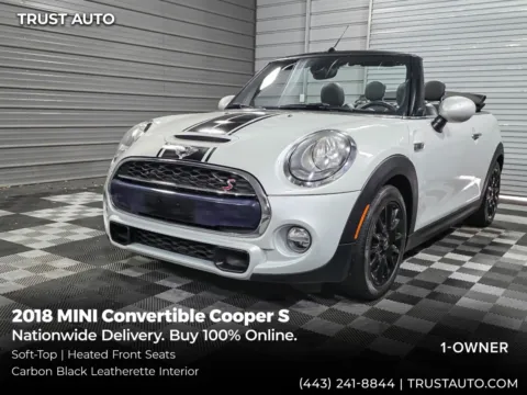 White 2018 MINI Convertible Cooper S Soft-Top Convertible for sale in Sykesville, MD