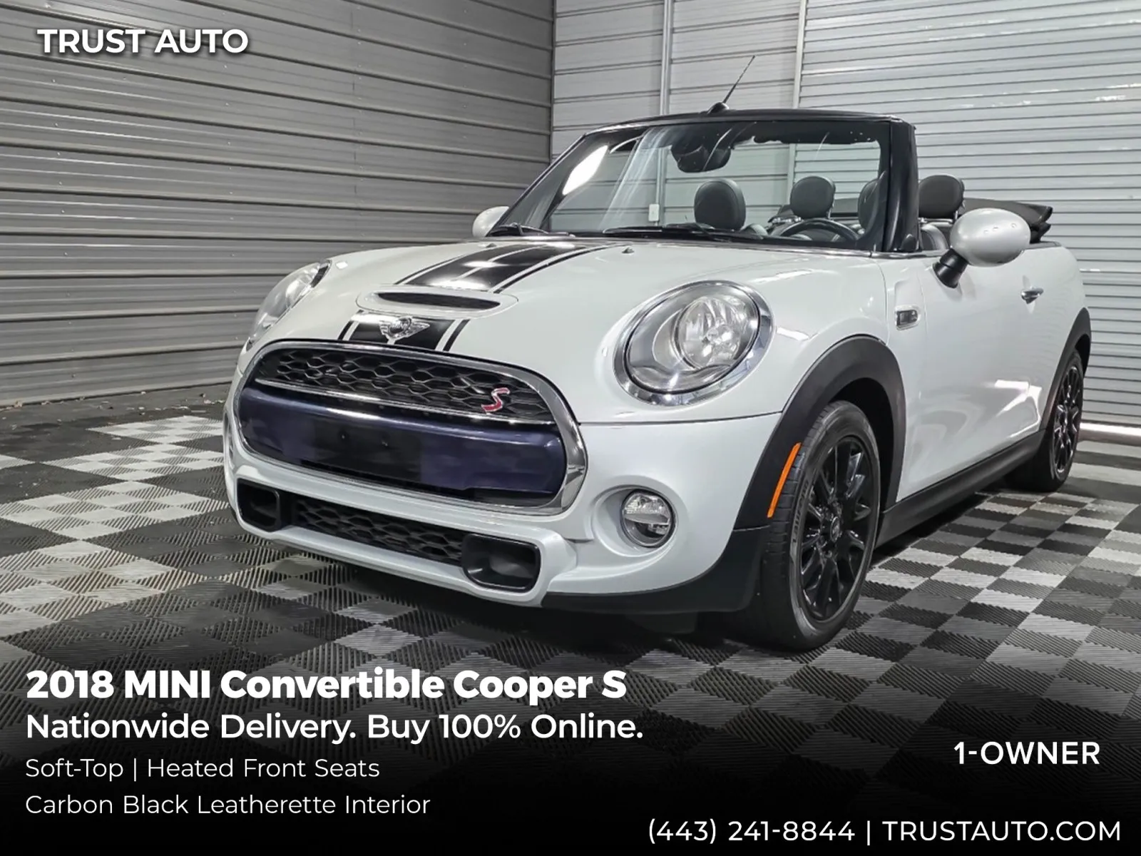 White 2018 MINI Convertible Cooper S Soft-Top Convertible for sale in Sykesville, MD