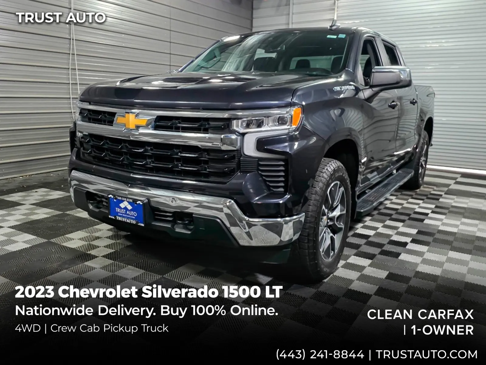 Gray 2023 Chevrolet Silverado 1500 LT 4WD Crew Cab Pickup Truck for sale in Sykesville, MD