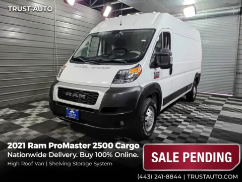 White 2021 Ram ProMaster 2500 Cargo 159''WB High Roof Minivan/Van w/Shelving Storage System for sale in Sykesville, MD