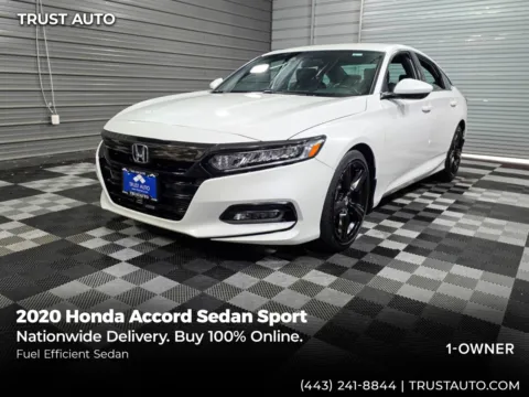 White 2020 Honda Accord Sport 4-Door Sedan for sale in Sykesville, MD