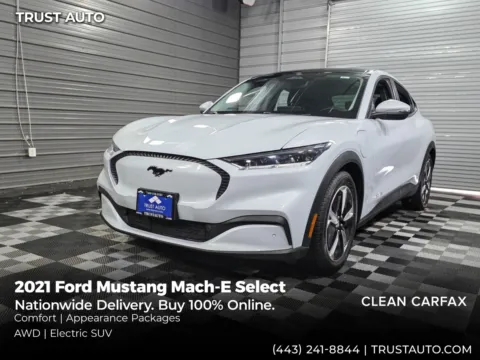 White 2021 Ford Mustang Mach-E Select AWD Electric SUV w/Comfot Pkg for sale in Sykesville, MD