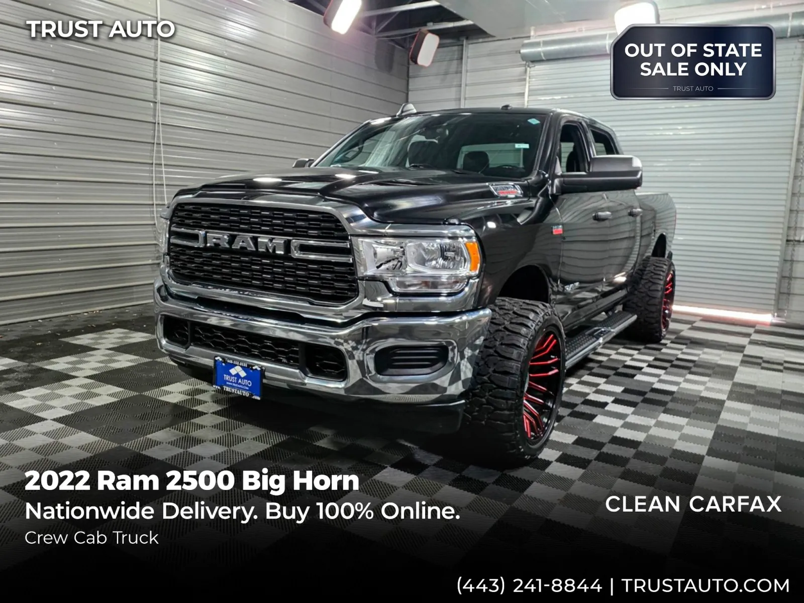 Black 2022 Ram 2500 Big Horn Crew Cab 6-Pass 6.4L V8 Hemi Pickup Truck for sale in Sykesville, MD