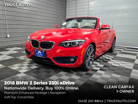 Red 2018 BMW 2 Series 230i xDrive AWD Soft-Top Convertible for sale in Sykesville, MD