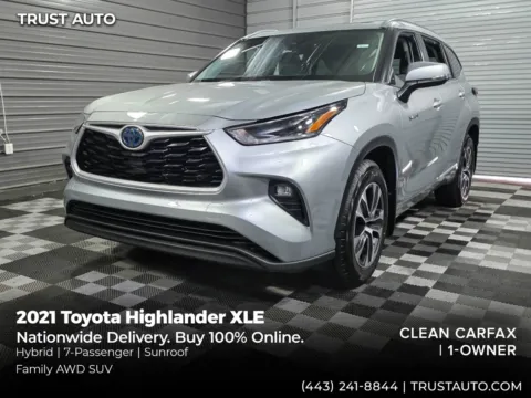 Silver 2021 Toyota Highlander XLE AWD Hybrid SUV for sale in Sykesville, MD