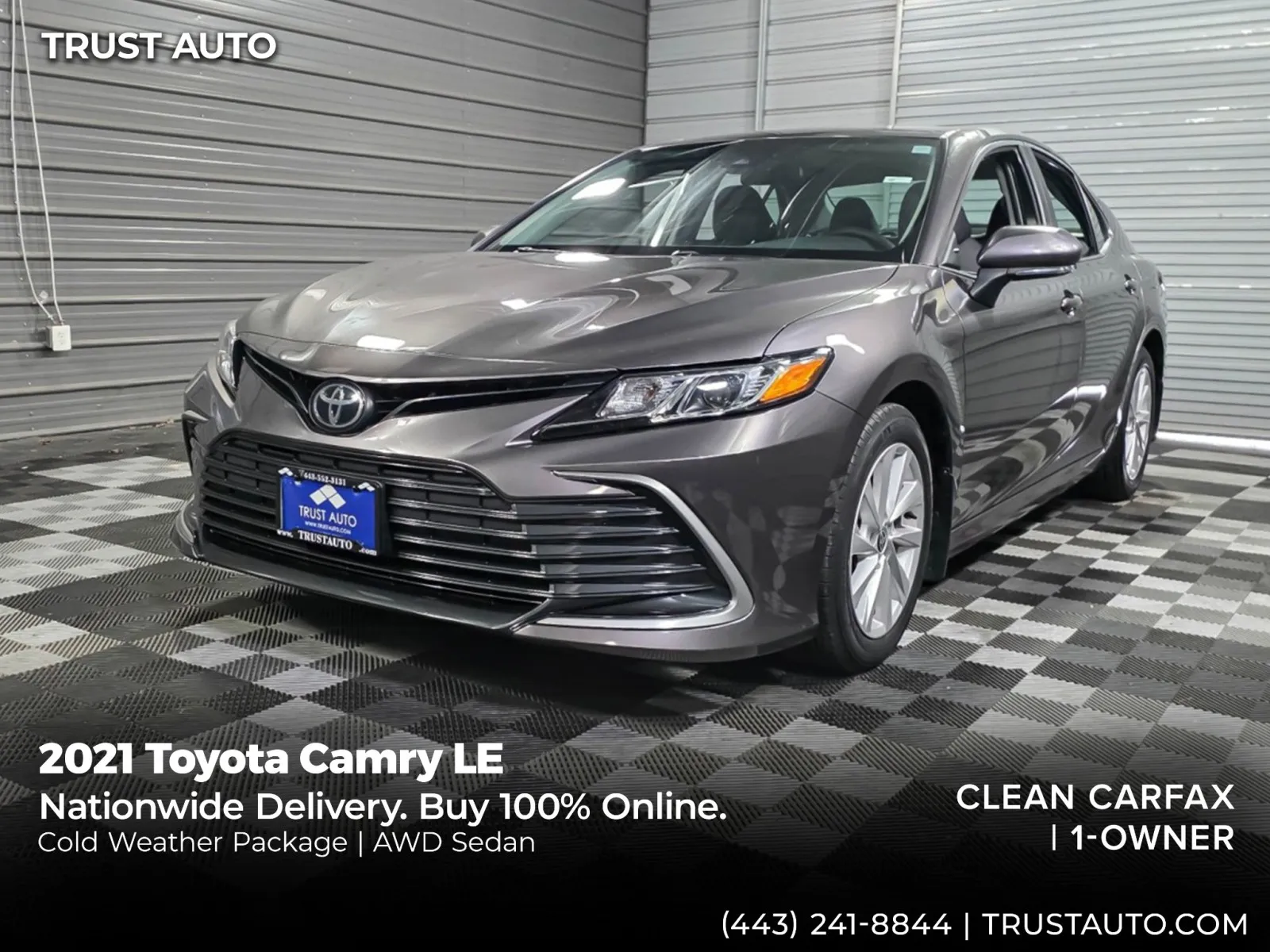 Gray 2021 Toyota Camry LE AWD Sedan w/Cold Weather Pkg for sale in Sykesville, MD