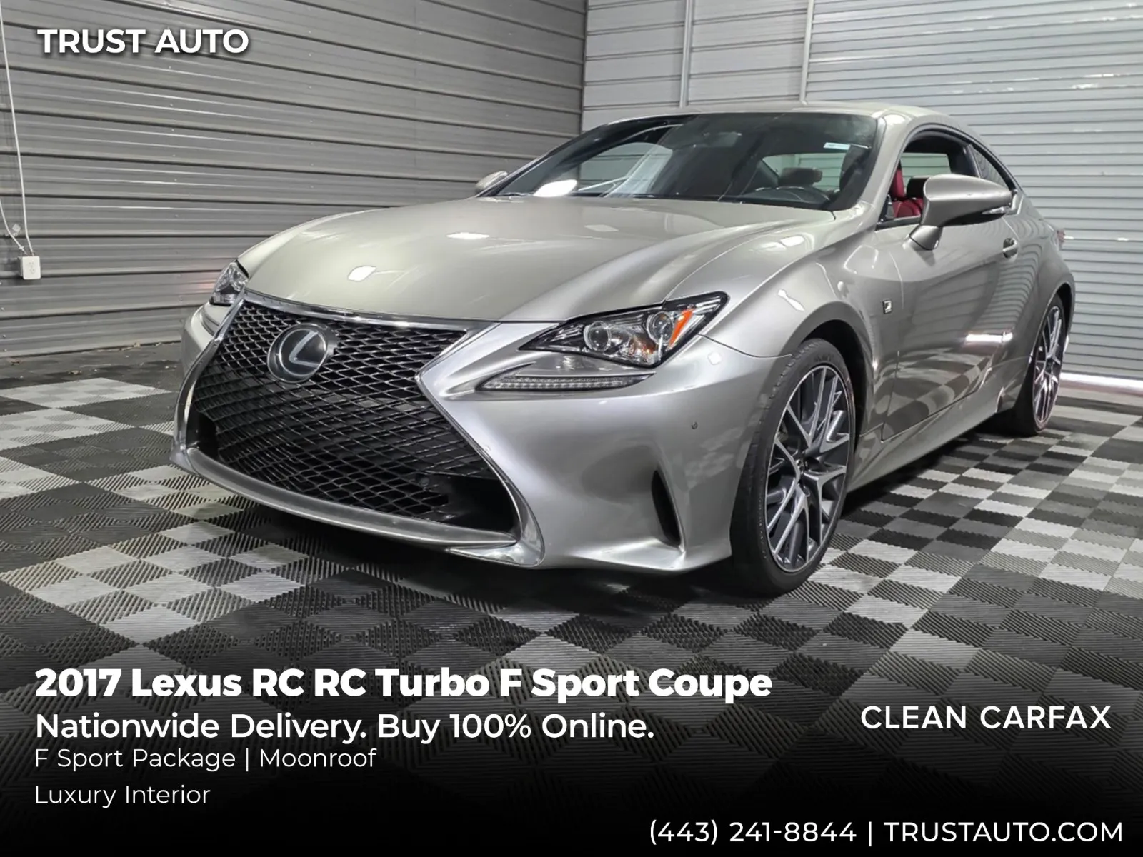 Silver 2017 Lexus RC Turbo F Sport Coupe for sale in Sykesville, MD