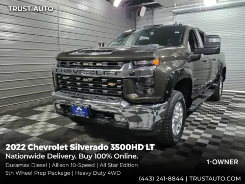 Green 2022 Chevrolet Silverado 3500HD LT 4WD Crew Cab Duramax Diesel Pickup Truck w/All Star Edition for sale in Sykesville, MD
