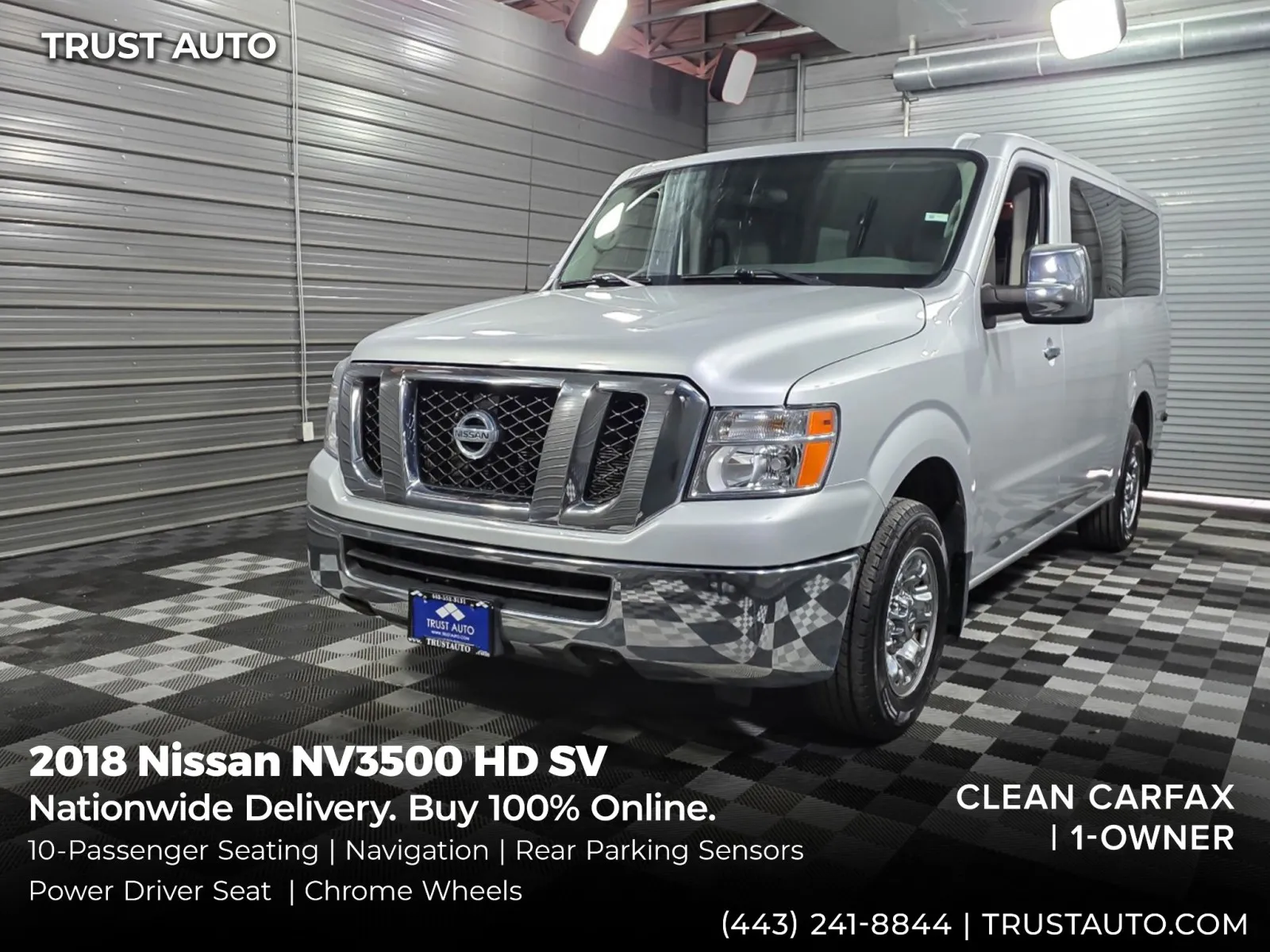 Silver 2018 Nissan NV3500 HD SV V6 10-Passenger Minivan/Van for sale in Sykesville, MD