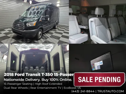 Green 2018 Ford Transit T-350 15-Passenger XLT 148''WB DRW Extended High Roof Minivan/Van for sale in Sykesville, MD