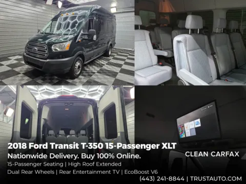 Green 2018 Ford Transit T-350 15-Passenger XLT 148''WB DRW Extended High Roof Minivan/Van for sale in Sykesville, MD