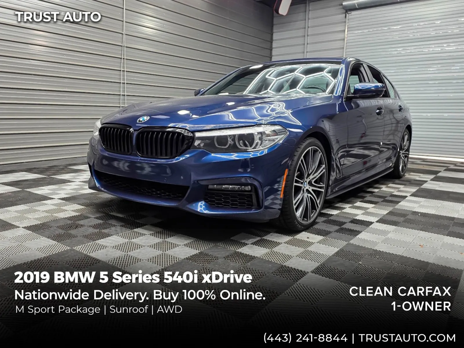 Blue 2019 BMW 5 Series 540i xDrive AWD Luxury Sedan w/M Sport Pkg for sale in Sykesville, MD