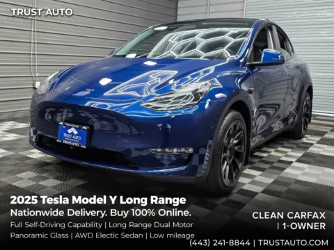 Blue 2025 Tesla Model Y Long Range Dual Motor AWD Electic Sedan w/Full Self-Driving Capability for sale in Sykesville, MD