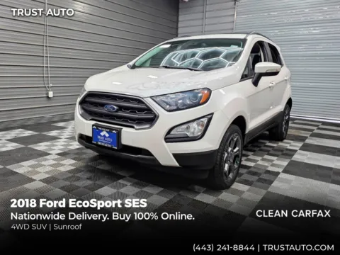 White 2018 Ford EcoSport SES 4WD SUV for sale in Sykesville, MD