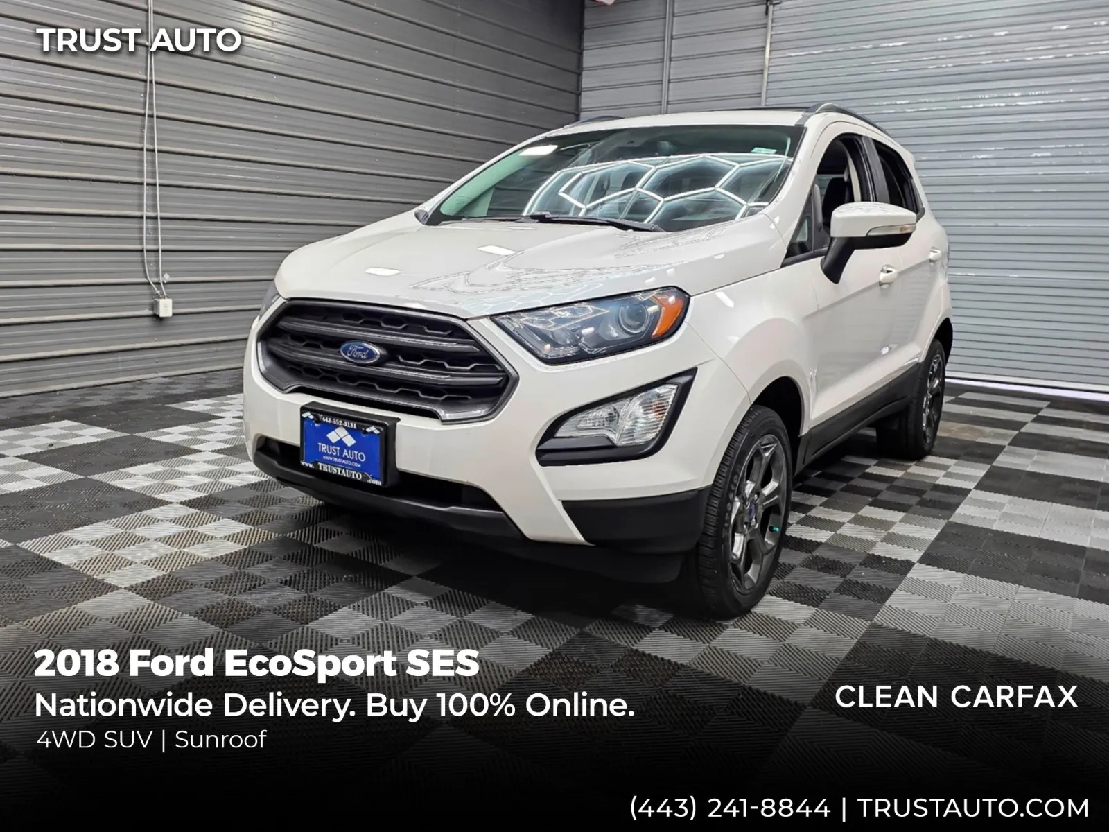 White 2018 Ford EcoSport SES 4WD SUV for sale in Sykesville, MD