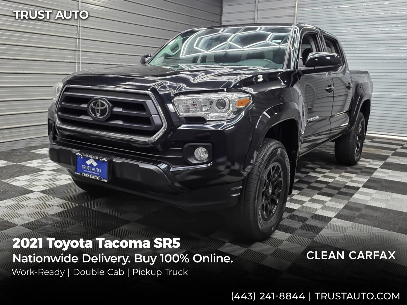 Black 2021 Toyota Tacoma SR5 4WD Double Cab Pickup Truck for sale in Sykesville, MD