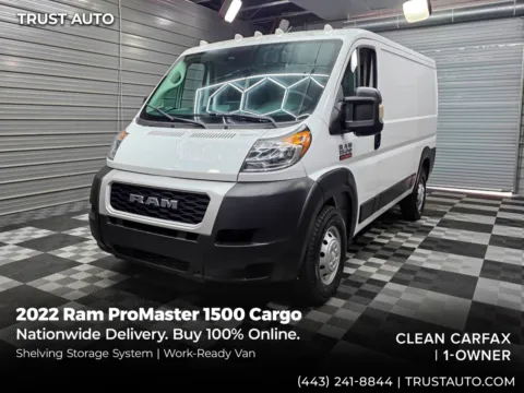 White 2022 Ram ProMaster 1500 Cargo 136''WB Low Roof Minivan/Van w/Shelving Storage System for sale in Sykesville, MD