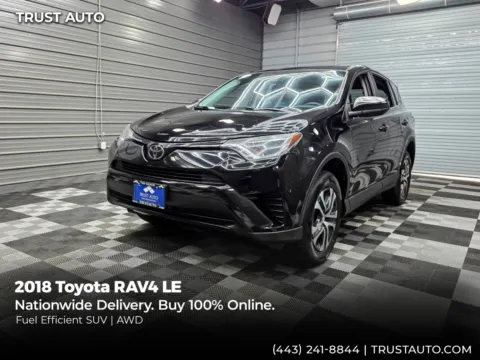 Black 2018 Toyota RAV4 LE AWD SUV for sale in Sykesville, MD