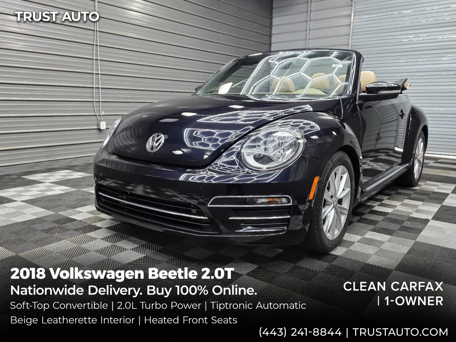 Black 2018 Volkswagen Beetle 2.0T S Soft-Top Convertible for sale in Sykesville, MD